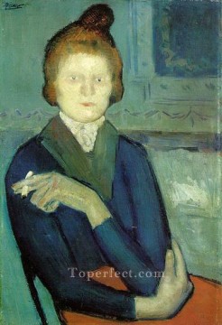 Mujer con un cigarrillo 1901 Pablo Picasso Pinturas al óleo